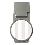 Vertical Stripes - White and Pastel Pink Money Clip (Round)