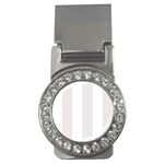 Vertical Stripes - White and Pastel Pink Money Clip (CZ)