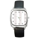 Vertical Stripes - White and Pastel Pink Square Metal Watch