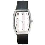 Vertical Stripes - White and Pastel Pink Barrel Style Metal Watch