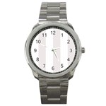 Vertical Stripes - White and Pastel Pink Sport Metal Watch