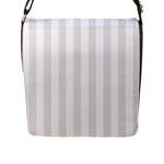 Vertical Stripes - White and Pastel Pink Flap Closure Messenger Bag (L)