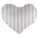 Vertical Stripes - White and Pastel Pink Large 19  Premium Heart Shape Cushion