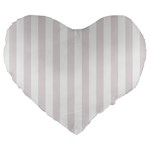 Vertical Stripes - White and Pastel Pink Large 19  Premium Flano Heart Shape Cushion