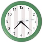 Vertical Stripes - White and Pastel Pink Color Wall Clock