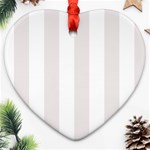 Vertical Stripes - White and Pastel Pink Heart Ornament (Two Sides)