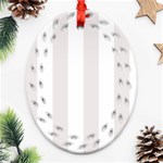 Vertical Stripes - White and Pastel Pink Ornament (Bell) Ornament (Oval Filigree)