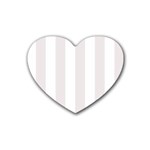Vertical Stripes - White and Pastel Pink Rubber Coaster (Heart)