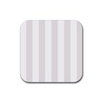 Vertical Stripes - White and Pastel Pink Rubber Coaster (Square)