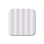 Vertical Stripes - White and Pastel Pink Rubber Square Coaster (4 pack)