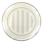 Vertical Stripes - White and Pastel Pink Porcelain Plate