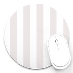 Vertical Stripes - White and Pastel Pink Round Mousepad