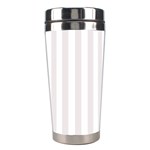 Vertical Stripes - White and Pastel Pink Stainless Steel Travel Tumbler