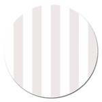 Vertical Stripes - White and Pastel Pink Magnet 5  (Round)