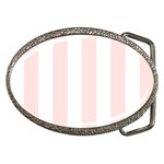 Vertical Stripes - White and Misty Rose Pink Belt Buckle
