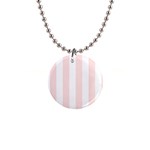 Vertical Stripes - White and Misty Rose Pink 1  Button Necklace