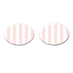 Vertical Stripes - White and Misty Rose Pink Cufflinks (Oval)