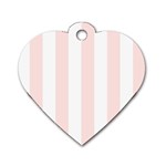 Vertical Stripes - White and Misty Rose Pink Dog Tag Heart (One Side)