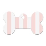Vertical Stripes - White and Misty Rose Pink Dog Tag Bone (One Side)