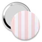 Vertical Stripes - White and Misty Rose Pink 3  Handbag Mirror