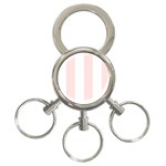 Vertical Stripes - White and Misty Rose Pink 3-Ring Key Chain