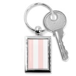 Vertical Stripes - White and Misty Rose Pink Key Chain (Rectangle)