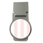 Vertical Stripes - White and Misty Rose Pink Money Clip (Round)