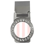 Vertical Stripes - White and Misty Rose Pink Money Clip (CZ)