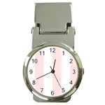 Vertical Stripes - White and Misty Rose Pink Money Clip Watch