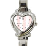 Vertical Stripes - White and Misty Rose Pink Heart Italian Charm Watch