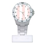 Vertical Stripes - White and Misty Rose Pink Nurses Watch