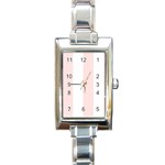 Vertical Stripes - White and Misty Rose Pink Rectangle Italian Charm Watch