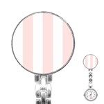 Vertical Stripes - White and Misty Rose Pink Stainless Steel Nurses Watch