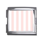 Vertical Stripes - White and Misty Rose Pink Mega Link Italian Charm (18mm)