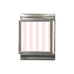 Vertical Stripes - White and Misty Rose Pink Italian Charm (13mm)