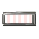 Vertical Stripes - White and Misty Rose Pink Superlink Italian Charm (9mm)