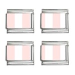 Vertical Stripes - White and Misty Rose Pink 9mm Italian Charm (4 pack)