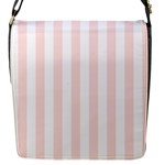 Vertical Stripes - White and Misty Rose Pink Flap Closure Messenger Bag (S)