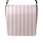 Vertical Stripes - White and Misty Rose Pink Flap Closure Messenger Bag (L)