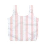 Vertical Stripes - White and Misty Rose Pink Full Print Recycle Bag (M)