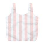 Vertical Stripes - White and Misty Rose Pink Full Print Recycle Bag (L)