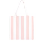 Vertical Stripes - White and Misty Rose Pink Grocery Light Tote Bag