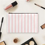 Vertical Stripes - White and Misty Rose Pink Cosmetic Bag (M)