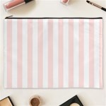 Vertical Stripes - White and Misty Rose Pink Cosmetic Bag (XXXL)