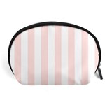 Vertical Stripes - White and Misty Rose Pink Accessory Pouch (Large)