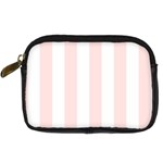 Vertical Stripes - White and Misty Rose Pink Digital Camera Leather Case