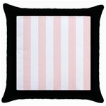 Vertical Stripes - White and Misty Rose Pink Throw Pillow Case (Black)