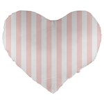 Vertical Stripes - White and Misty Rose Pink Large 19  Premium Heart Shape Cushion