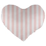 Vertical Stripes - White and Misty Rose Pink Large 19  Premium Flano Heart Shape Cushion