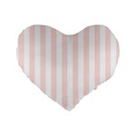Vertical Stripes - White and Misty Rose Pink Standard 16  Premium Heart Shape Cushion